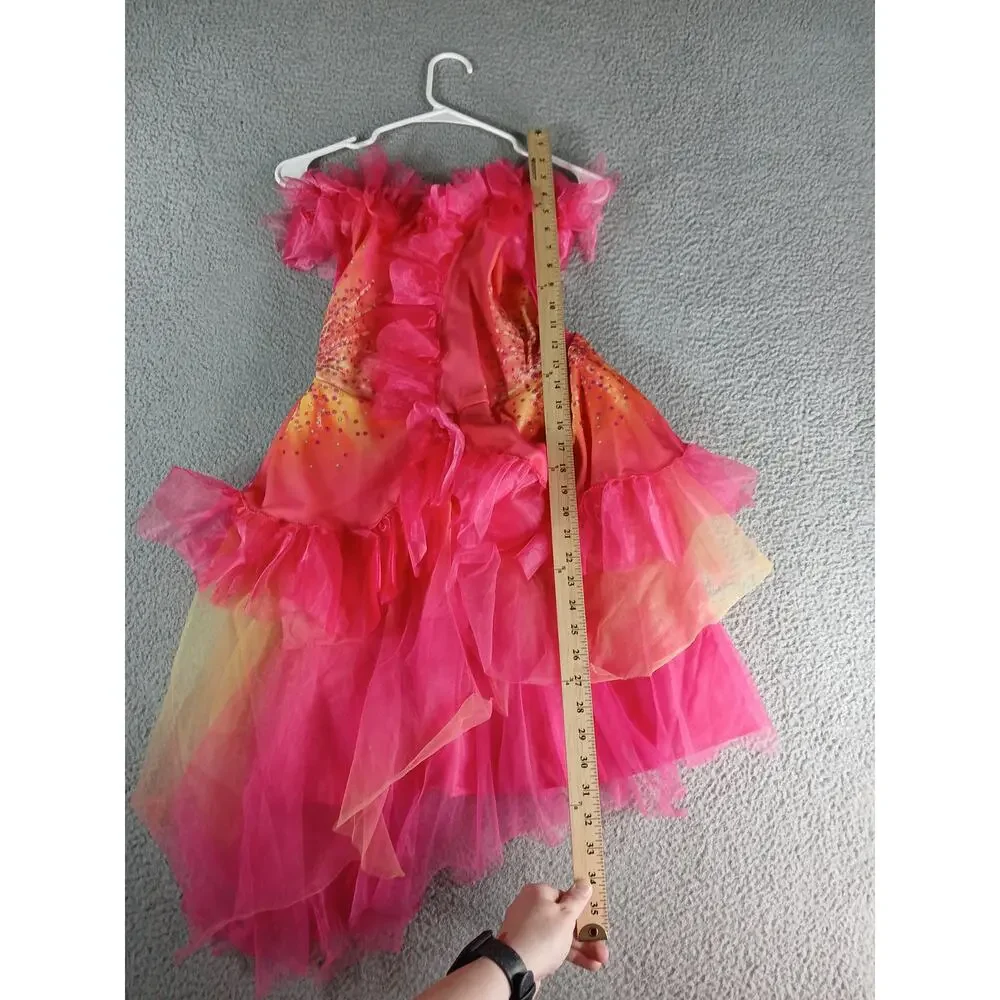 Wicked Glinda Ball Gown Costume Kids Medium (7-8) Dress Oz Dust Pink Orange NWOT